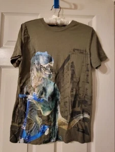 Cat and Jack Dinosaur On A Scooter Tshirt olive green size XL 16 - Picture 1 of 6