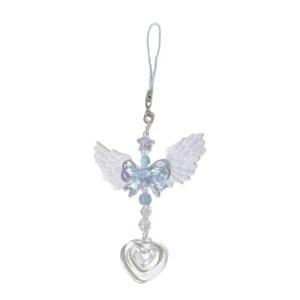 Chaîne pendentif téléphone aile d'ange bleue délicate chaîne anti-perte accroches bijoux - Photo 1/8