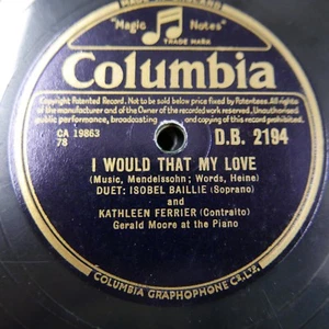 78rpm ISOBEL BAILLIE & KATHLEEN FERRIER i would that my love / greeting DB 2194 - Picture 1 of 1