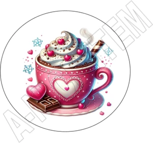 30 BUSTE BUON SAN VALENTINO etichette adesive 1,5" TONDO caffè cioccolato - Foto 1 di 2