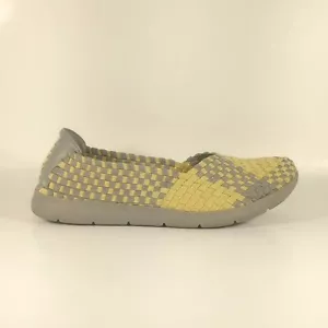 BareTraps Indiana Womens 9M Yellow And Gray Woven Upper Slip On Shoes Flats - Picture 1 of 10