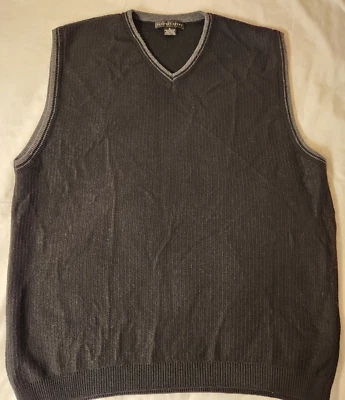 Chaleco Suéter Para Hombres Geoffrey Beene Talla XL Negro Cuello en V Mezcla de Lana Merino Foto 1 de 4