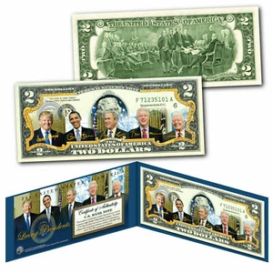 LIVING PRESIDENTS DONALD TRUMP COLORIZED U.S. BILL- CARTER,BUSH,CLINTON,OBAMA - Picture 1 of 1