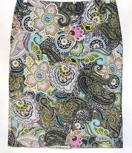 Gonna dritta Talbots floreale paisley foderata donna taglia 6 30x22 blu rosa verde - Foto 1 di 5