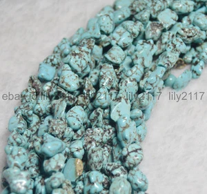 Natural Turquoise 6-10MM 100% Real Gemstone Nugget Loose Beads Strand 15" AA - Picture 1 of 5