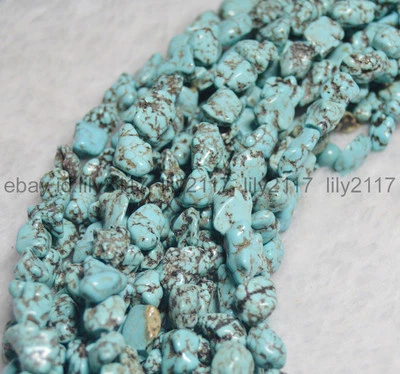 Enorme pepita de piedras preciosas 100 % reales turquesa natural 15x20 mm hilo 15" Foto 1 de 4