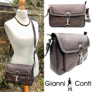 Gianni Conti Italy Shoulder | Crossbody Bag, DARK BROWN Leather H7" x W10.5" VGC - Picture 1 of 24