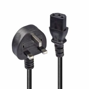 LINDY 2m Mains Power Cable UK 3 Pin Plug to IEC C13 Lead - Black