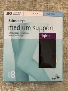 Factor 8 Support Pantyhose Tights 12% Lycra Leg Care Hosiery Black Medium - Picture 1 of 6
