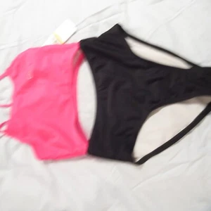 calvin klein girls swimsuit pink/black size 8/10 nwt - Picture 1 of 2