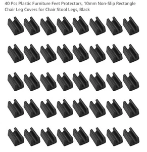 40 Pcs Plastic Furniture Feet Protectors, 10mm Non-Slip Rectangle Chair Leg - Picture 1 of 6