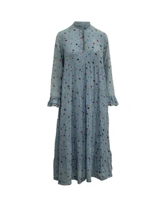 Preloved Ganni Vintage Floral Print Tiered Maxi Dress Women Blue Print - Picture 1 of 6