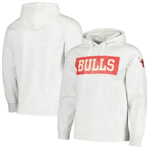 Men's Fanatics Ash Chicago Bulls Softhand Raglan Tri-Blend Pullover Hoodie - Picture 1 of 3