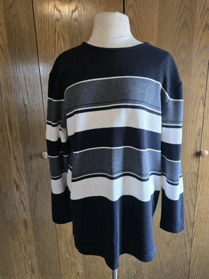 Suéter Pullover Dressbarn Negro Gris Blanco Rayas Para Mujer XL Usado en Excelente Condición Foto 1 de 4