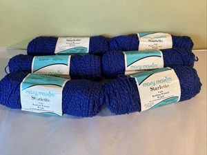 Mary Maxim blau Starlette Garn mit grau 6 Stück Vintage 4-fädig Knäuel 102 169 - Bild 1 von 9