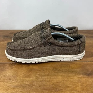 Hey Dude Wally Blend Dark Linen Brown Lightweight Slip-On Men's Shoe Sz 13 NWOB - Picture 1 of 20
