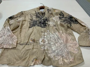 Citron Santa Monica 100% Silk Beaded Shirt Blouse Size Medium - Picture 1 of 5