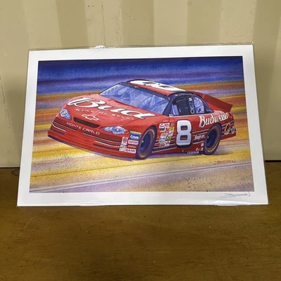 Impresión firmada por Moisés Biton Dale Earnhardt Jr Junior #8 19" x 13" Budweiser Foto 1 de 4