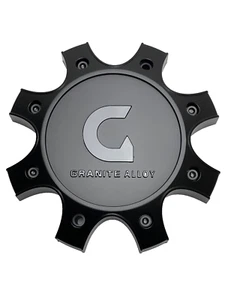 Granite Alloy Satin Black/Gloss Black Logo Wheel Center Cap A89-8808SBG - Picture 1 of 3