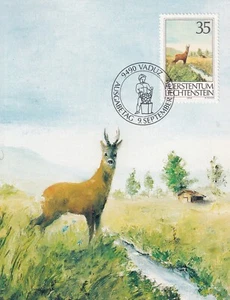 LIECHTENSTEIN 1986 THREE FIRST DAY COVERS, HUNTING DEER ON MAXI CARDS - Picture 1 of 6