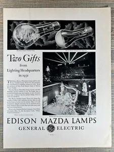 Lámpara bombilla General Electric Edison Mazda Cleveland OH 1931 anuncio impreso vintage - Imagen 1 de 1