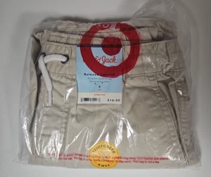 Boys' Stretch Relaxed Fit Tapered Woven Pull-on Pants - Cat & Jack Beige 8 - Picture 1 of 3