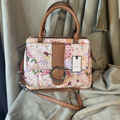 Bolsa tote Dana Buchman multicolorida rosa floral ombro tiracolo nova com etiquetas - Imagem 1 de 4