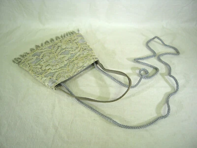 Valerie Stevens Gray gold-edged Lace Beaded Evening Purse has a 20½" & 4¼" strap - Изображение 1 из 4
