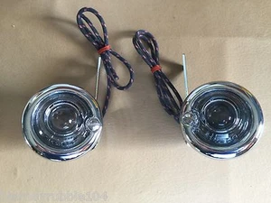Harley Guide DH-49 P-H7 Bullet Lamps Fish Eye Repro Clear Lenses OEM 68500-49 - Picture 1 of 8