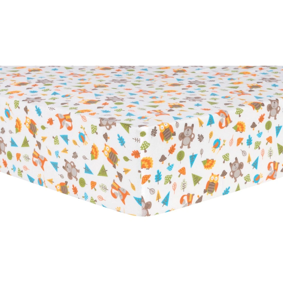 Sábana bajera ajustada de franela Woodsy Animals Deluxe de Trend Lab Foto 1 de 2