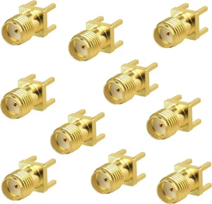10x SMA Female PCB Panel Edge Mount Connector Solder Adapter Vertical Thru Hole - Picture 1 of 4