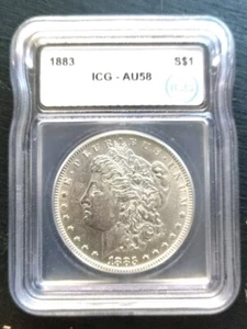 1883 Morgan Silver Dollar ICG AU-58  - Picture 1 of 4