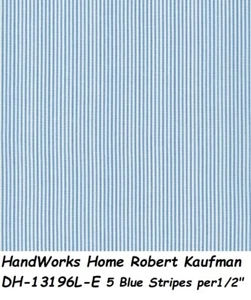 HandWorks cotton quilt fabric Kaufman Tiny Blue & white Stripe DH-13196L-E - Picture 1 of 9
