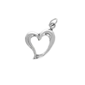 Sterling Silver Charm, Open Heart Charm, Heart, 18mm, 925 - Picture 1 of 2