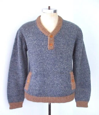 De Colección Años 70 80 Puritano Excelente Aire Libre Azul Beige Polo Suéter Botón Bolsillos para las Manos M Foto 1 de 4