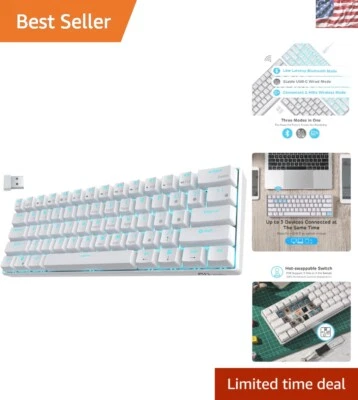 Compact RK61 Wireless Gaming Keyboard with Blue Switches & High-Capacity Battery - Image 1 of 4