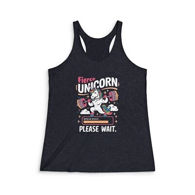 Camiseta sin mangas de fitness Fierce Unicorn - Ropa deportiva para mujer Tri-Mezcla espalda deportiva Foto 1 de 2