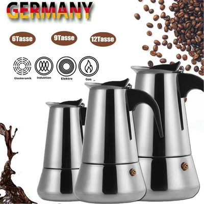 Espressokocher Espressokanne Espressobereiter Kaffeebereiter Edelstahl DHL - Bild 1 von 4