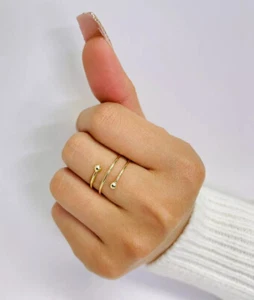 14k Gold Fancy Spiral Yellow Gold Ring with Diamond Cut Balls - Picture 1 of 9