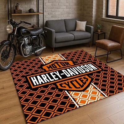 Harley Rug, Motorcycle Rug, American Legends Motorcycle Rug, Garage Floor Rug - Image 1 of 4