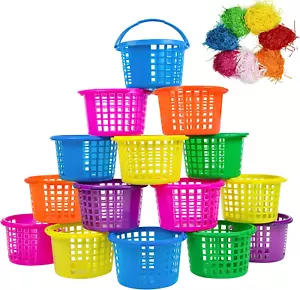 18 PCS Easter Baskets Small with Handles for Kids Egg Hunting-70G Easter Grass S - Picture 1 of 12