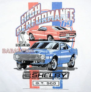 Ford Shelby Cobra Mustang T-Shirt White Car Auto High Performance 69 GT 500 BABA - Picture 1 of 2