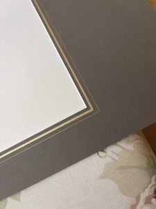 Passepartout Grau-Braun mit Goldrand ❤️ Einleger 52x52 cm / 44,5x31,5 cm - Bild 1 von 6