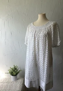 VESTIDO OJALES BLANCO AGB (12) 100% Algodón, Totalmente Forrado. Ver fotos y medidas  - Imagen 1 de 15