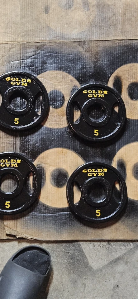 "Placas de peso Gold's Gym Olympic de 4"" 5 libras de agarre 4x5 libras en total 20 libras" Foto 1 de 1