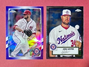 JON LESTER 2021 Topps Update CHROME BLUE #USC30 and Chrome Plat Anniversary #231 - Picture 1 of 2