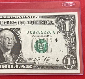 1974 $1 DOLLAR BILL ( CLEVELAND D ) UNCIRCULATED - Picture 1 of 3