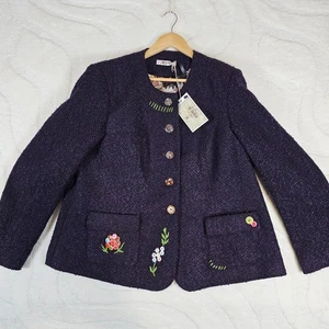 Joe Browns Jacket BNWT Womens Size UK 20 Purple Embroidered Floral Lined Buttons - Picture 1 of 20