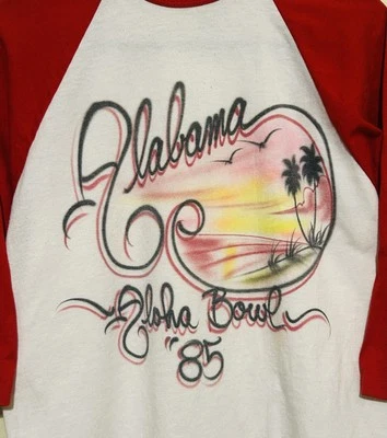 Camiseta De Colección 1985 Alabama Crimson Tide Airbrushed Aloha Bowl Manga Tragland Talla XL Foto 1 de 4