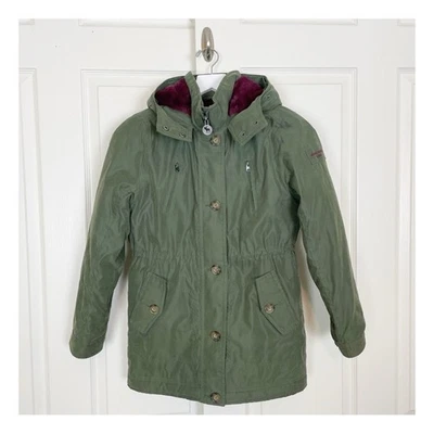 Abercrombie & Fitch Girls Olive Microfiber Hooded Parka Faux Fur Lined Sz 11-12 - Image 1 of 4